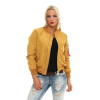 Damen Bomberjacke Flieger Pilotenjacke Biker; Senf L