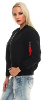 Damen Bomberjacke Flieger Pilotenjacke Biker; Schwarz S