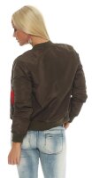 Damen Bomberjacke Flieger Pilotenjacke Biker; Khaki M