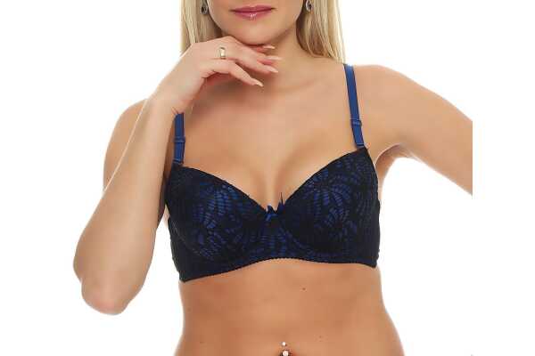 Damen Push-Up BH Bügel-BH mit Schleife und Spitze;