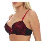 Damen Push-Up BH Bügel-BH mit Schleife und Spitze;