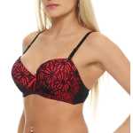 Damen Push-Up BH Bügel-BH mit Schleife und Spitze;
