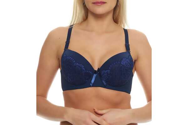 Damen Push-Up BH Bügel-BH mit Schleife und Spitze;