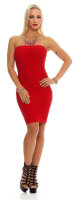 Damen Kleid Dress Bandeaukleid Bandeau Trägerlos ; Rot S