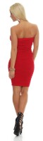 Damen Kleid Dress Bandeaukleid Bandeau Trägerlos ; Rot S