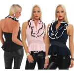 Damen Bluse Top Volant Vintage Rüschenbluse Ruffle ;
