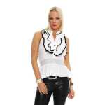 Damen Bluse Top Volant Vintage Rüschenbluse Ruffle ;