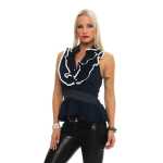 Damen Bluse Top Volant Vintage Rüschenbluse Ruffle ;