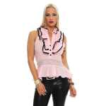 Damen Bluse Top Volant Vintage Rüschenbluse Ruffle ;