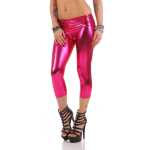Damen 3/4 Leggings Capri Wet-Look Glanz Matt; Pink Glanz/XXL/44