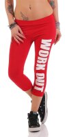 Leggings WORK OUT 3/4 Sporthose Baumwolle; Rot XL/42