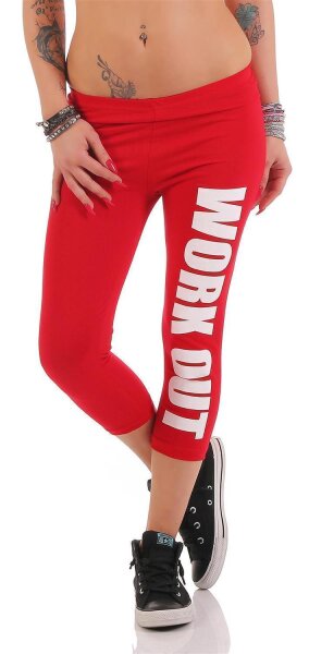 Leggings WORK OUT 3/4 Sporthose Baumwolle; Rot 4XL/48