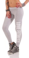 Damen Leggings LOVE FITNESS Baumwolle; Graumeliert 2XL/44