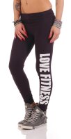 Damen Leggings LOVE FITNESS Baumwolle; Pflaume L/40