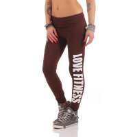 Damen Leggings LOVE FITNESS Baumwolle; Braun L/40
