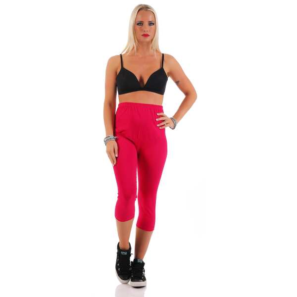 Umstandsleggings 3/4 Baumwolle Schwangerschaft Bauchbund EU Pink S/36