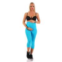 MAMA Umstands Leggings 3/4 in Baumwolle; Türkis/L/40