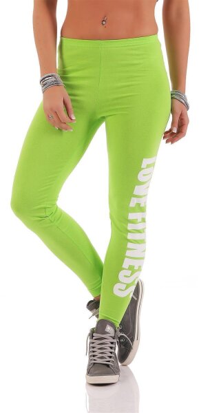 Damen Leggings LOVE FITNESS Baumwolle; Limette S/36