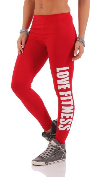 Damen Leggings LOVE FITNESS Baumwolle; Rot L/40
