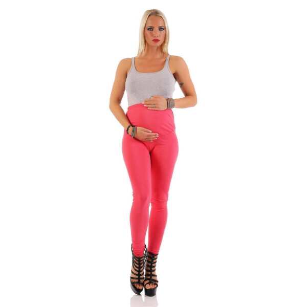 Umstandsleggings Lang Baumwolle Schwangerschaft Bauchbund EU Koralle 3XL/46