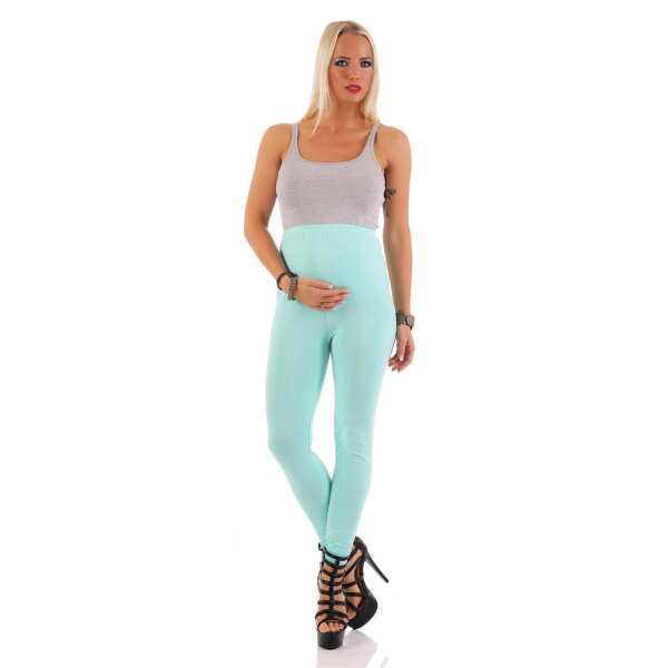 Umstandsleggings Lang Baumwolle Schwangerschaft Bauchbund EU Mintgrün 3XL/46