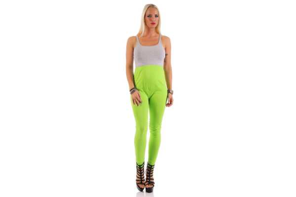 Umstandsleggings Lang Baumwolle Schwangerschaft Bauchbund EU Limette 2XL/44