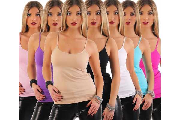Damen Tank Top Basictop Träger Spagettiträger mit verstellbaren Trägern Strech