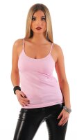 Damen Tank Top Basictop Träger Spagettiträger mit verstellbaren Trägern Strech Rosa S/M
