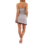 Damen kurzes Negligé mit Cups Nachtkleid Spitze mit Slip; Grau S