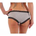 Damen kurzes Negligé mit Cups Nachtkleid Spitze mit Slip; Grau S