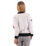 Damen Bomberjacke – Übergangsjacke mit Strickkragen & Patches