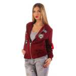 Damen Bomberjacke – Übergangsjacke mit Strickkragen & Patches