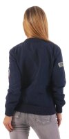 Damen Bomberjacke – Übergangsjacke mit Strickkragen & Patches