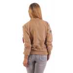 Damen Bomberjacke – Übergangsjacke mit Strickkragen & Patches