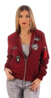 Damen Bomberjacke Jacke mit Patches Übergangsjacke;...