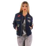 Damen Bomberjacke Jacke mit Patches Übergangsjacke;...