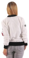 Damen Bomberjacke Jacke mit Patches Übergangsjacke; Ecru S/M