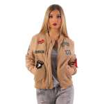 Damen Bomberjacke Jacke mit Patches Übergangsjacke;...