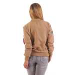 Damen Bomberjacke Jacke mit Patches Übergangsjacke; Beige S/M