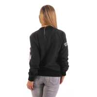 Damen Bomberjacke Jacke mit Patches Übergangsjacke; Schwarz XS/S