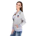 Damen Bomberjacke – Übergangsjacke mit Strickkragen & Patches aus Baumwolle