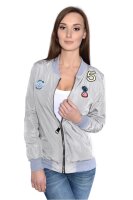 Damen Bomberjacke – Übergangsjacke mit Strickkragen & Patches aus Baumwolle