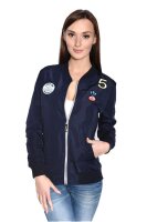 Damen Bomberjacke – Übergangsjacke mit Strickkragen & Patches aus Baumwolle