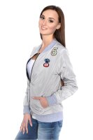 Damen Bomberjacke – Übergangsjacke mit Strickkragen & Patches aus Baumwolle