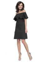 Kleid Elegant Bandeau Rüschen; Schwarz XL/42