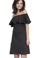 Kleid Elegant Bandeau Rüschen; Schwarz XL/42