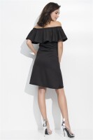 Kleid Elegant Bandeau Rüschen; Schwarz XL/42