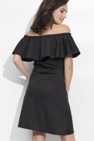 Kleid Elegant Bandeau Rüschen; Schwarz XL/42