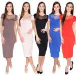 Kleid Kurzarm Top mit Tüll-Ausschnitt;