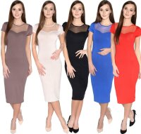 Kleid Kurzarm Top mit Tüll-Ausschnitt;